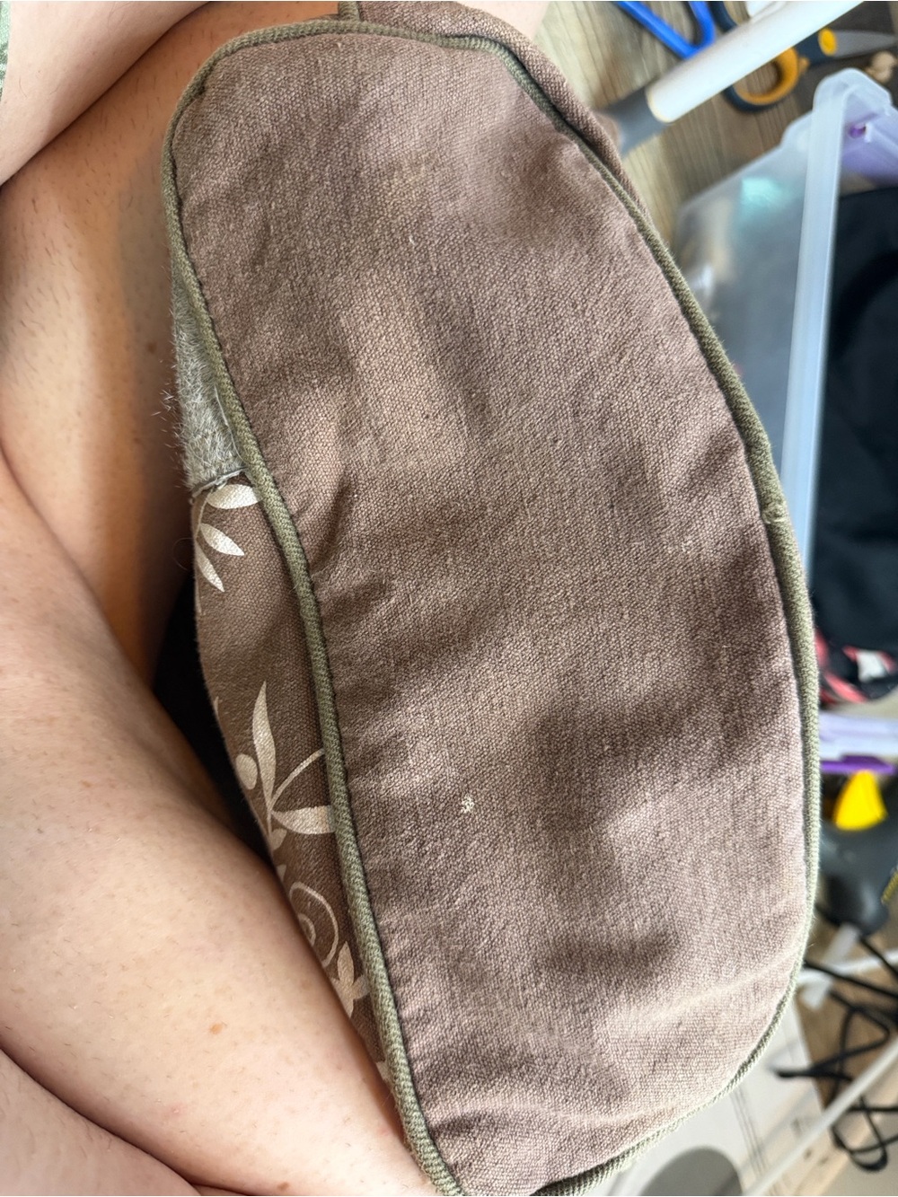 Myra Bag Brown and White Floral Canvas Shoulder Bag with Leather Trim - Picture 5 of 7